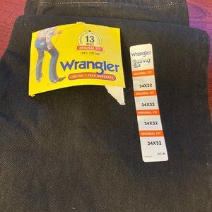 Black Wrangler Cowboy Cut Original Fit Jeans 34x32 100% Cotton